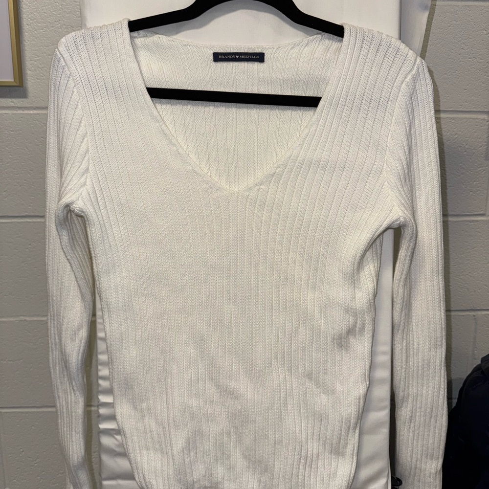 Brandy Melville White Ribbed Sweater
